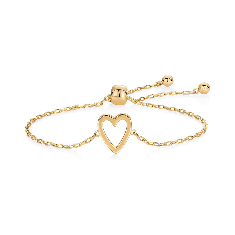 Sweet Girl Stainless Steel Heart-shaped Hollow Adjustable Bracelet