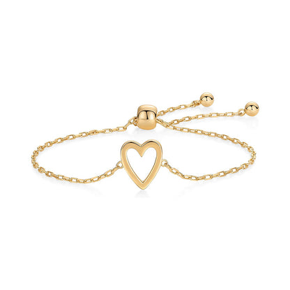 Sweet Girl Stainless Steel Heart-shaped Hollow Adjustable Bracelet