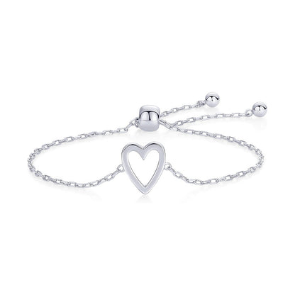 Sweet Girl Stainless Steel Heart-shaped Hollow Adjustable Bracelet