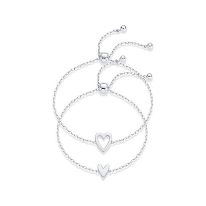 Sweet Girl Stainless Steel Heart-shaped Hollow Adjustable Bracelet