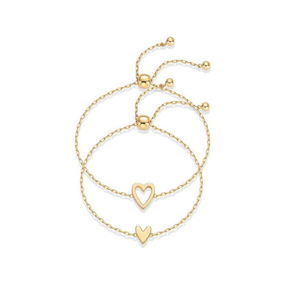 Sweet Girl Stainless Steel Heart-shaped Hollow Adjustable Bracelet
