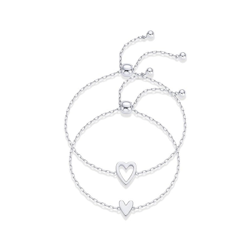 Sweet Girl Stainless Steel Heart-shaped Hollow Adjustable Bracelet